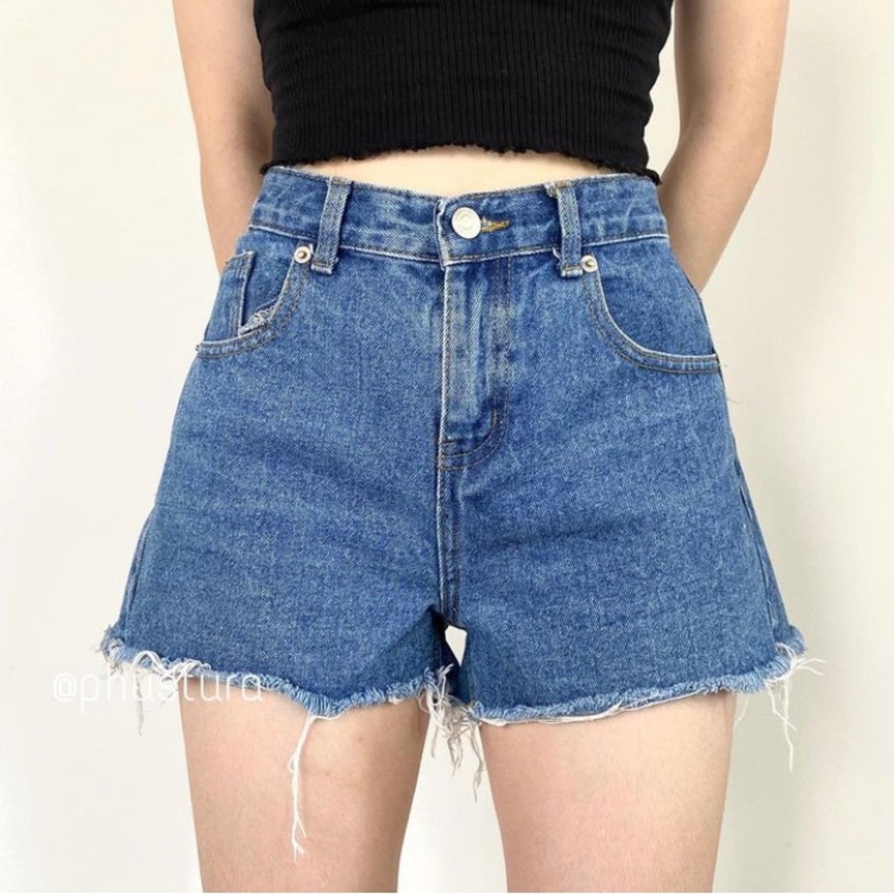 Denim Raw Hem Shorts